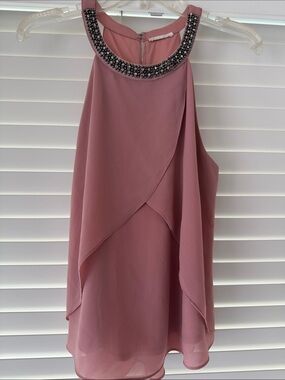 Soprano Beaded Neck Mauve Overlay Halter Top